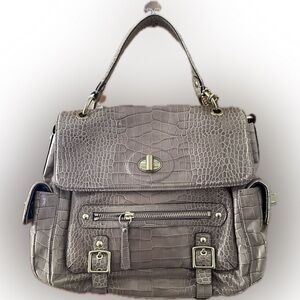 COACH Sydney Embossed
Exotic Croc Flap Satchel Ltd Ed Pearl